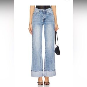 Superdown Lulu Cuffed Jeans in Mid Wash Blue